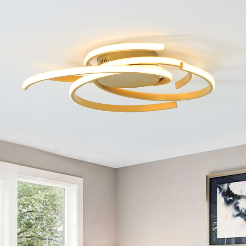 Codie 3 - Light LED Semi Flush Mount Remote Dimmable for Bedroom Living Room, 3.5" H x 22" W x 22" D, Matte Black