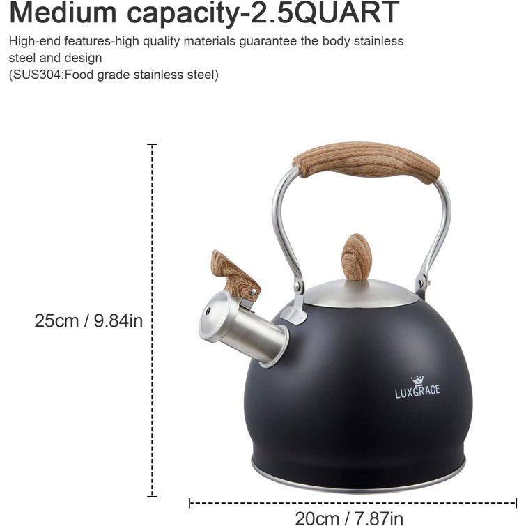 LUXESIT 2.5 Quarts Stainless Steel Whistling Stovetop Tea Kettle