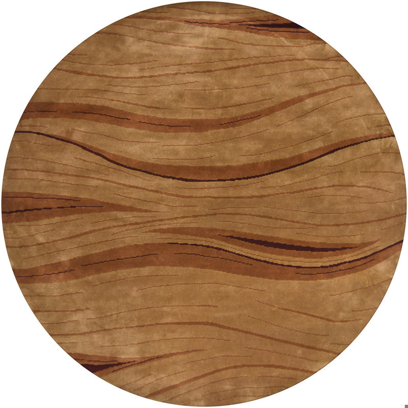 Callida Authentic Hand-Knotted Handmade Abstract Wool Area Rug, Rond 7 pi 9 po, Brun, rouge, orange