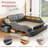 Multi-Functional Bed, Solid Wood Frame and Faux Leather Upholstery, Remote-Controlled Massage Recliner on the Left, Modern LED Lights, Bluetooth Speakers, USB Charging Ports, Adjustable Backrest-99194255-99194256