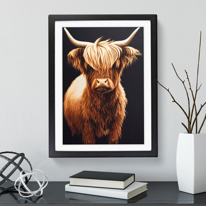 Splendid Highland Cow - Framed Print, Black, 34cm H x 25cm W x 2cm D