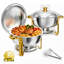 Chafing Dishes for Buffet Set, 6QT Stainless Steel Chafer, for Banquet Party Wedding Catering Event, Round Stackable Buffet Server and Warmer, with 2 Pots, Fuel Holder, Tong, Glass Pad
