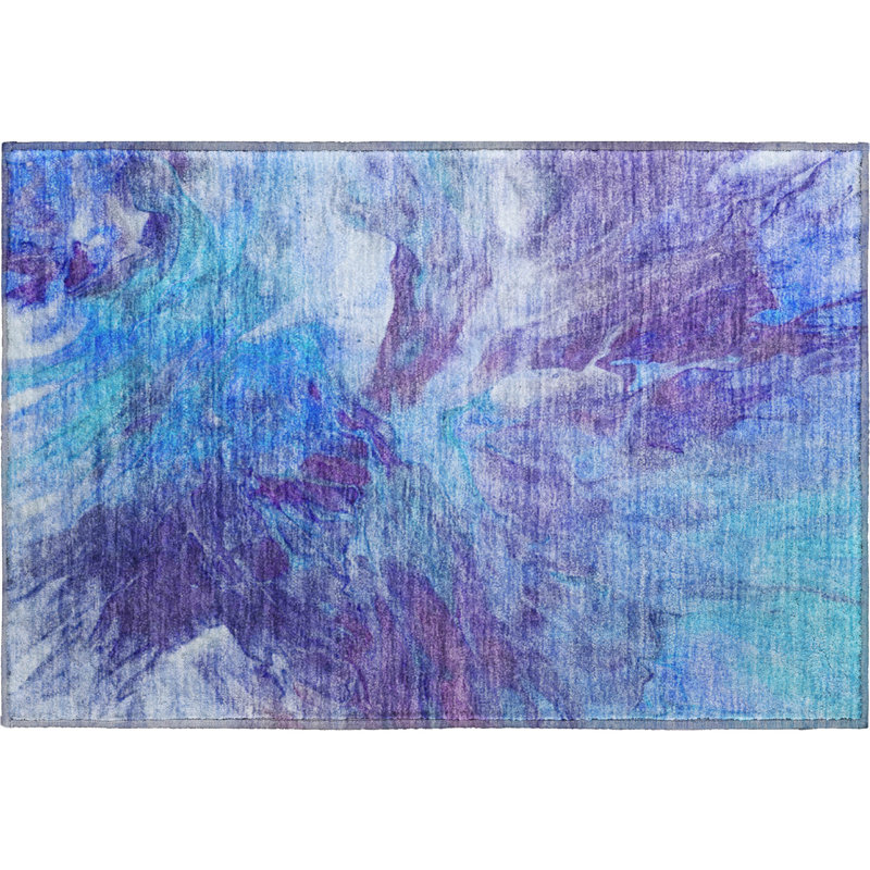 Premium Machine Washable Cerrito Blue Rug, Rectangle 1'8" x 2'6"
