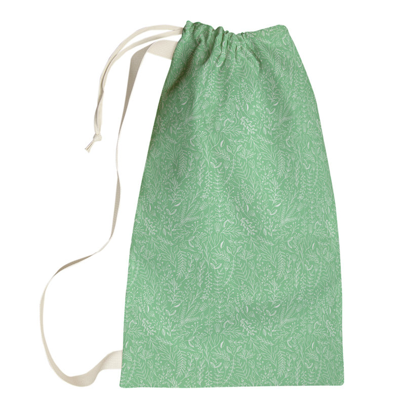 Leffel Fabric Laundry Bag with Handles, Small ( 64" H x 20" W x 1.5" D), Dark Green