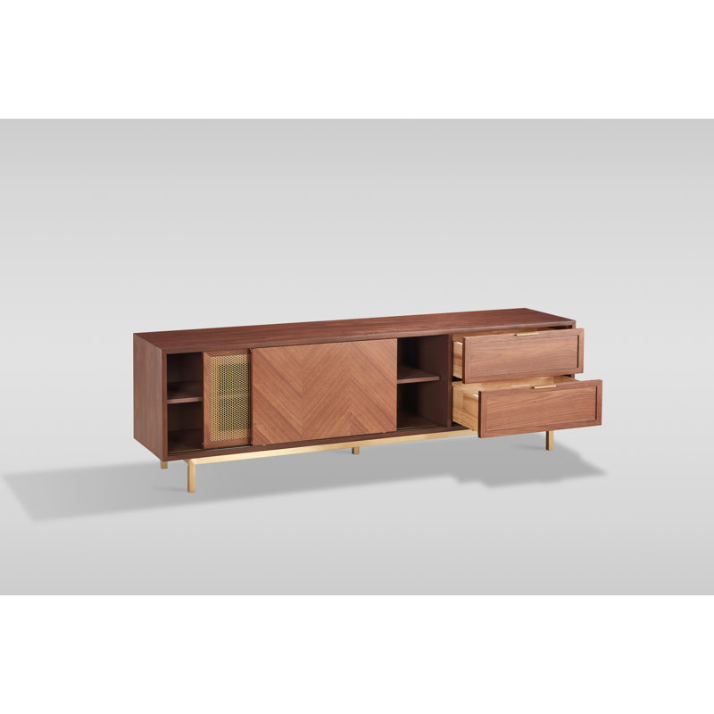 Milana 71" Walnut & Gold Media Console / Tv Stand