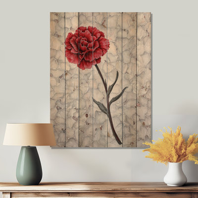 Radiant Dream of Carnation Flower I - impression traditionnelle sur bois rouge sur bois de pin naturel