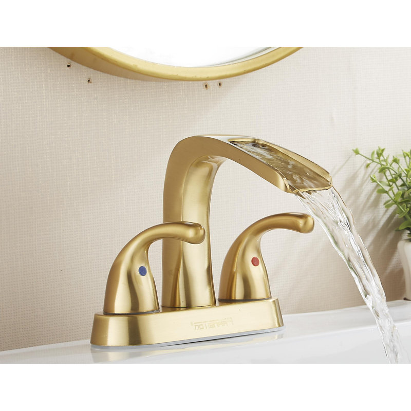 Robinet de salle de bain à ensemble central avec bonde, Or brossé