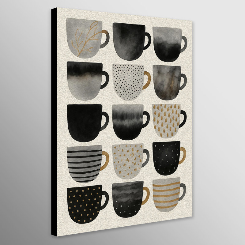 Coffee Cups Kitchen Wall Art - Canvas Framed Print, 120cm H x 86cm W