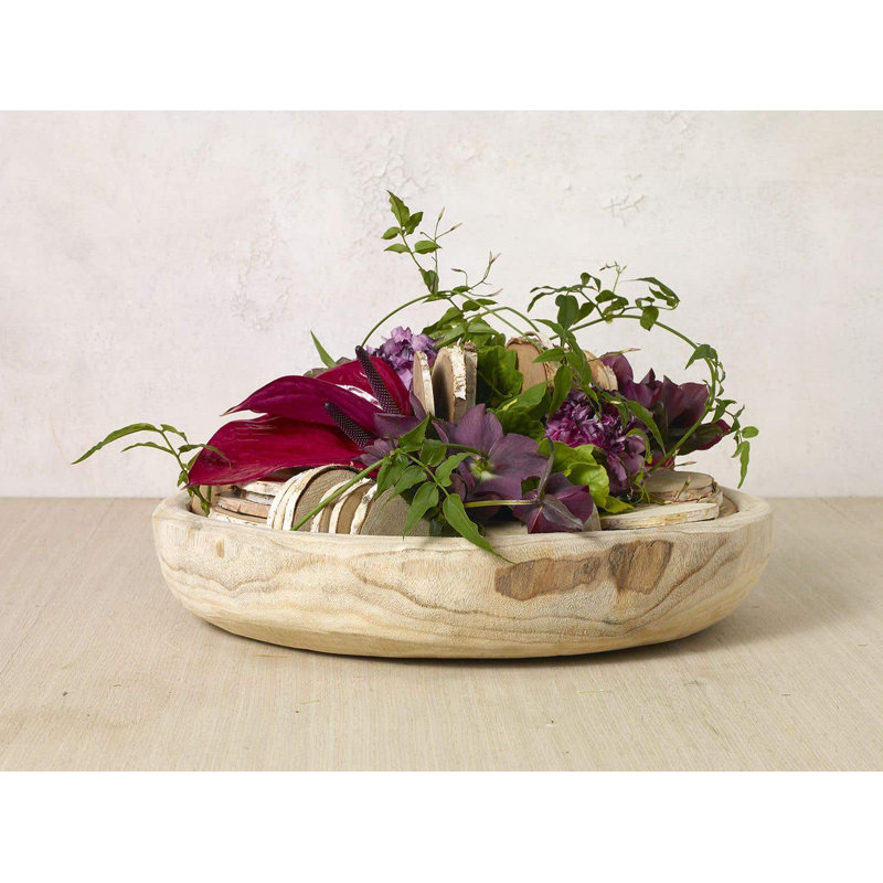 Handcrafted Earthy Paulownia Wood Decorative Bowl Set - 19.8"