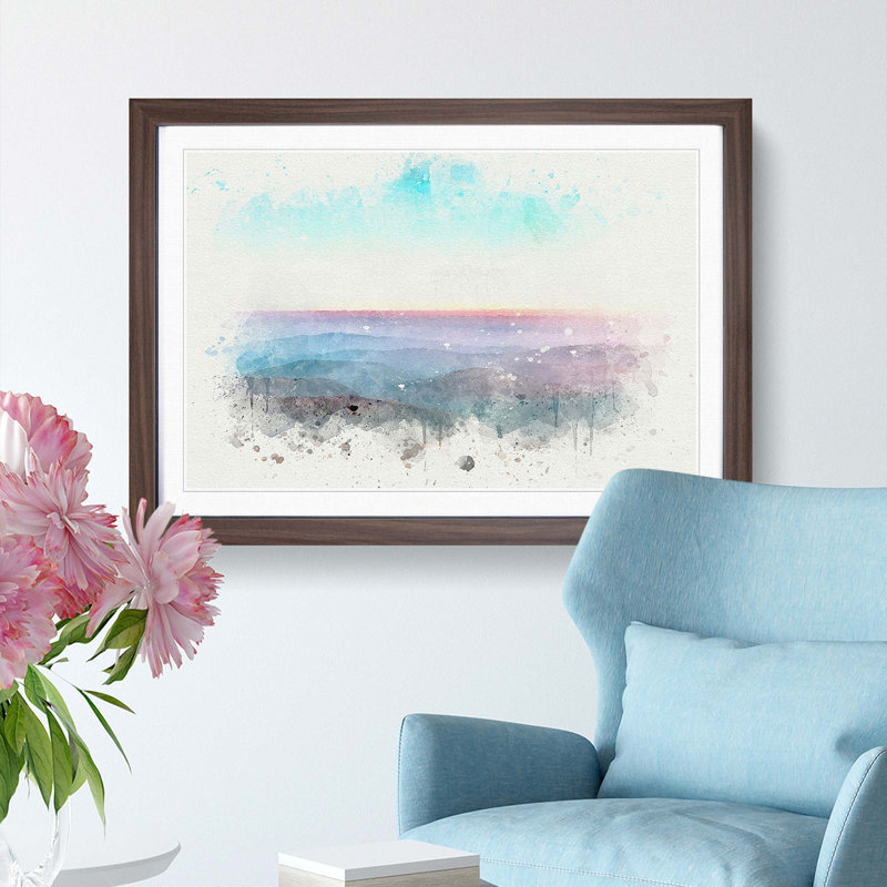 Over the Mountains in Poland in Abstract - Picture Frame Painting Print, Walnut Framed, 48cm H x 65cm W x 2cm D