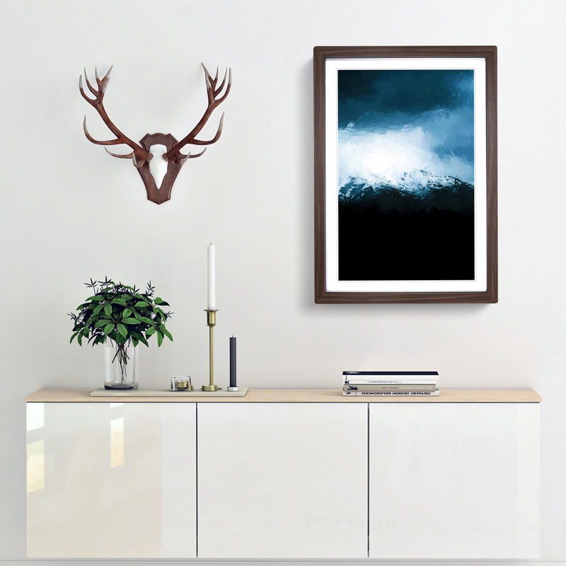 Snow Topped Mountain in Abstract - Picture Frame Graphic Art Print, 36cm H x 27cm W x 2cm D, Walnut Framed