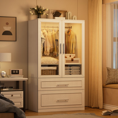 Freestanding Armoire Wardrobe Closet with Door and Drawers by Wrought Studio