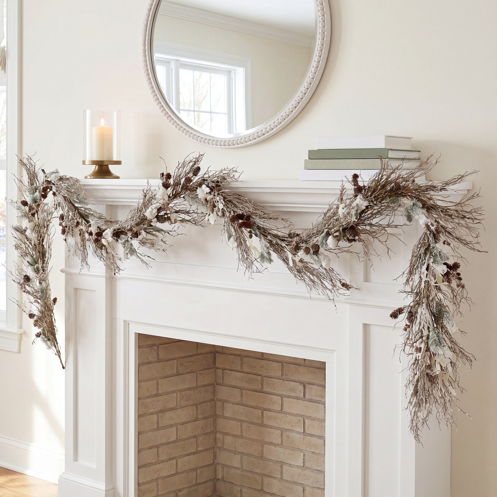 108" Frosted Pre-Lit Christmas Garland