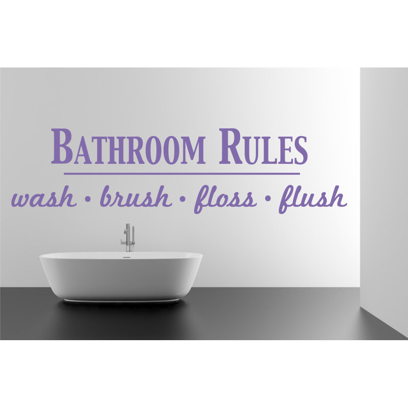 Décalcomanie murale règles de salle de bain, Lavande, H 9 po x l 36 po x P 0,01 po