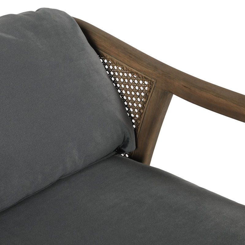 Gray Velvet Handcrafted Accent Chair with Wood Legs