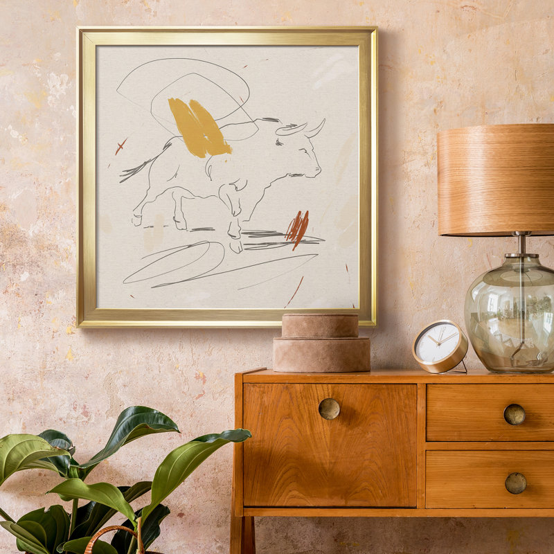 Toile encadrée Big Bull I-Premium - prête à être accrochée, Toile avec cadre doré, H 30,5 po x l 30,5 po x P 1,5 po