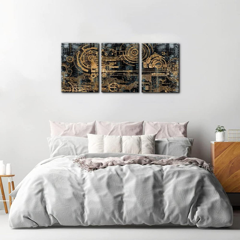 3 Piece Wrapped Canvas Print, 40 cm H x 90 cm W
