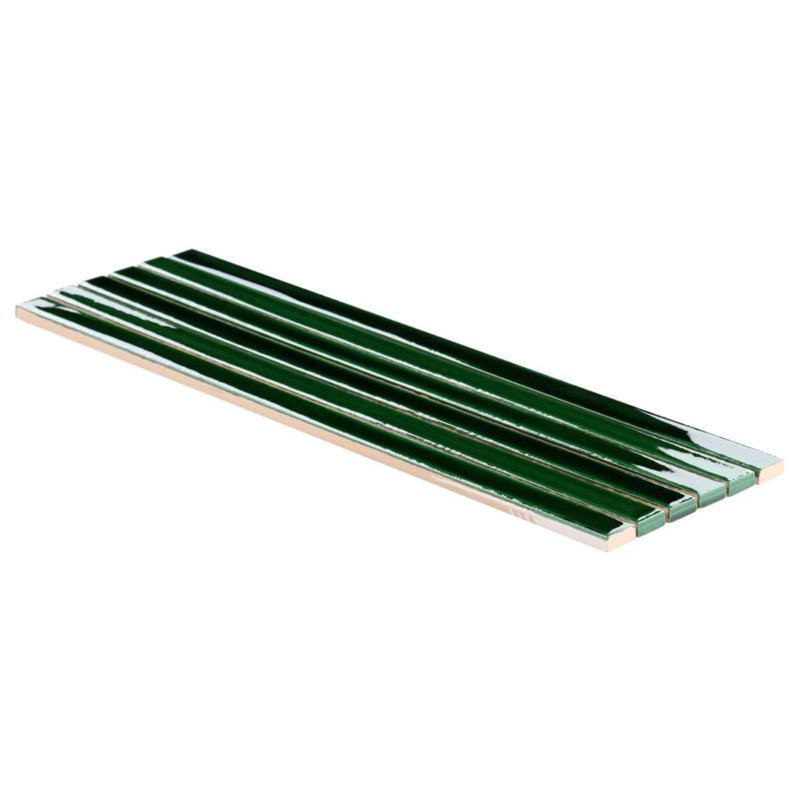 Kanbina 5.27 In. X 17.71 In. Glossy Ceramic Mosaic Wall Tile (0.64 Sq. Ft. / Each), Jungle Green