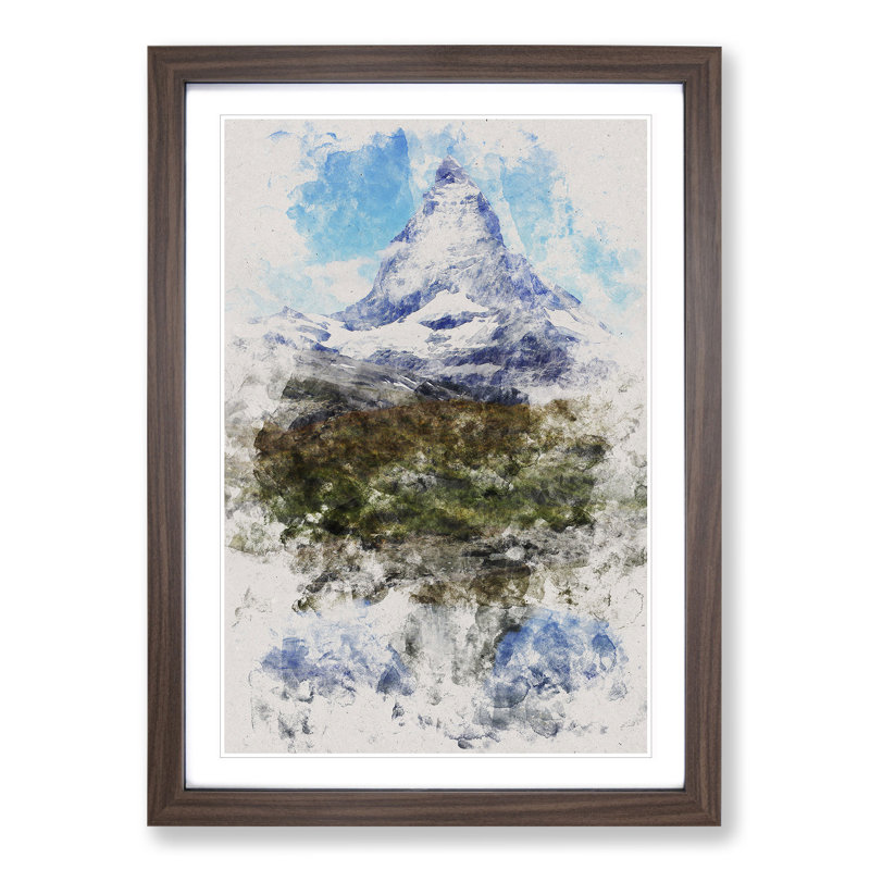 Matterhorn Mountain Vol.3 - Picture Frame Graphic Art, Walnut, 36cm H x 27cm W x 2cm D