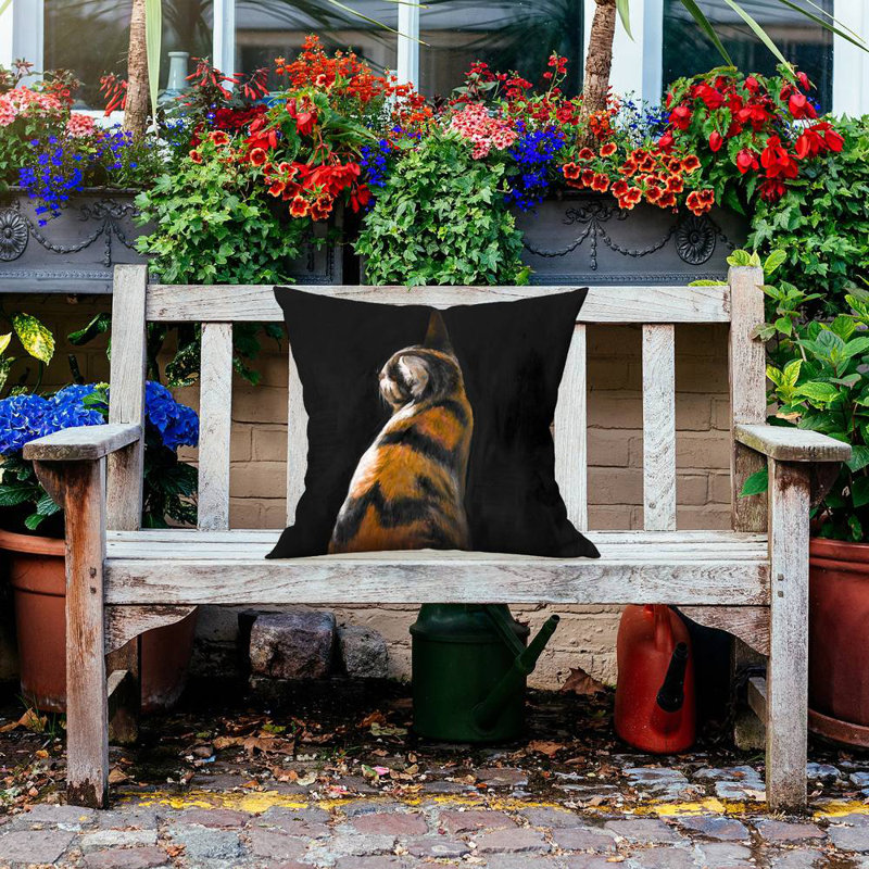 Spotted cat - 20"x20" Outdoors Throw pillow - Spun poly - Print on demand, 20" H x 20" W