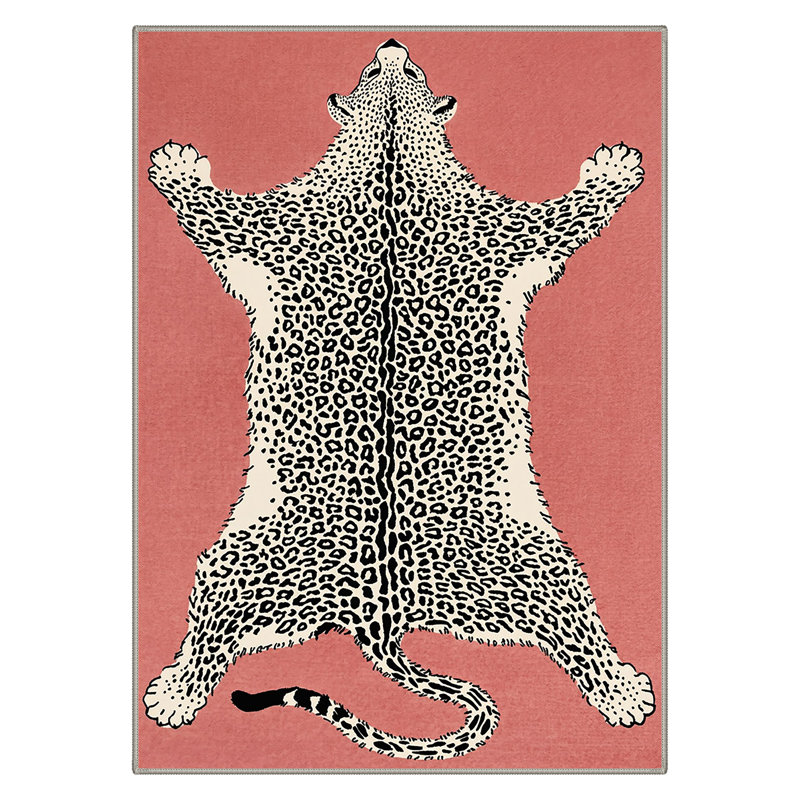 Alinda Zahara Boho Animal Print Machine Washable Red / Beige / Black Indoor Area Rug with Non-Slip Backing, Rectangle 5' x 7'