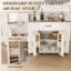 Îlot de cuisine sur roulettes de 46 pouces avec rangement, prise de courant, table de bar rustique, tablette réglable et tiroir pour la salle à manger, blanc | Idée de cadeau