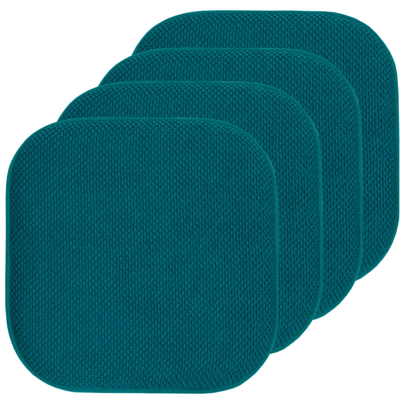 Coussins de chaise antidérapants Honeycomb, Bleu paon, Paquet de 4