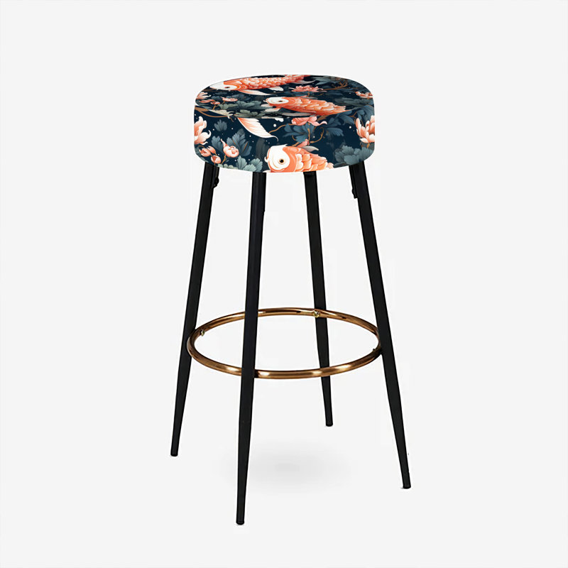 Elodea - Print Bar Stools Set Of 2, Koi Fish Nishikigoi Watercolor