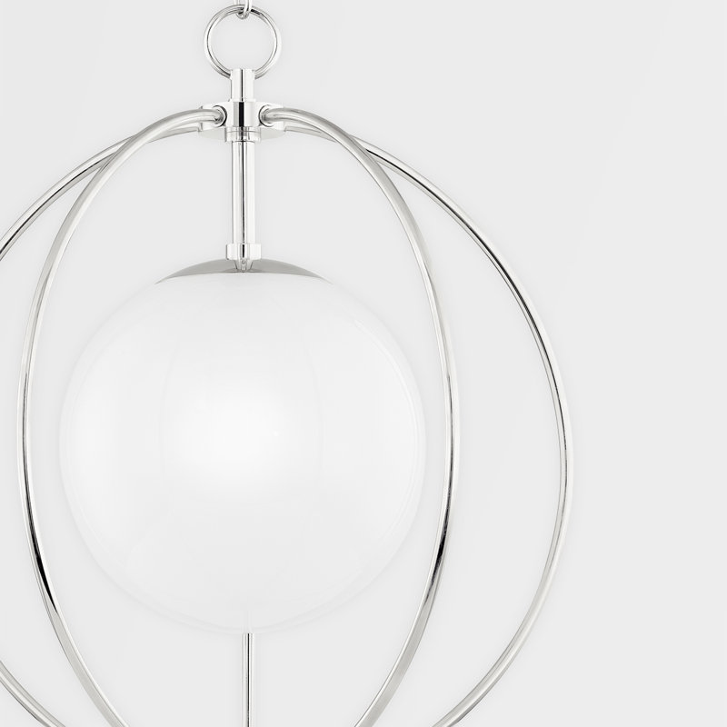 Luminaire suspendu 1 lumière Lyla, Nickel poli, H 31,75 po x l 28 po x P 28 po