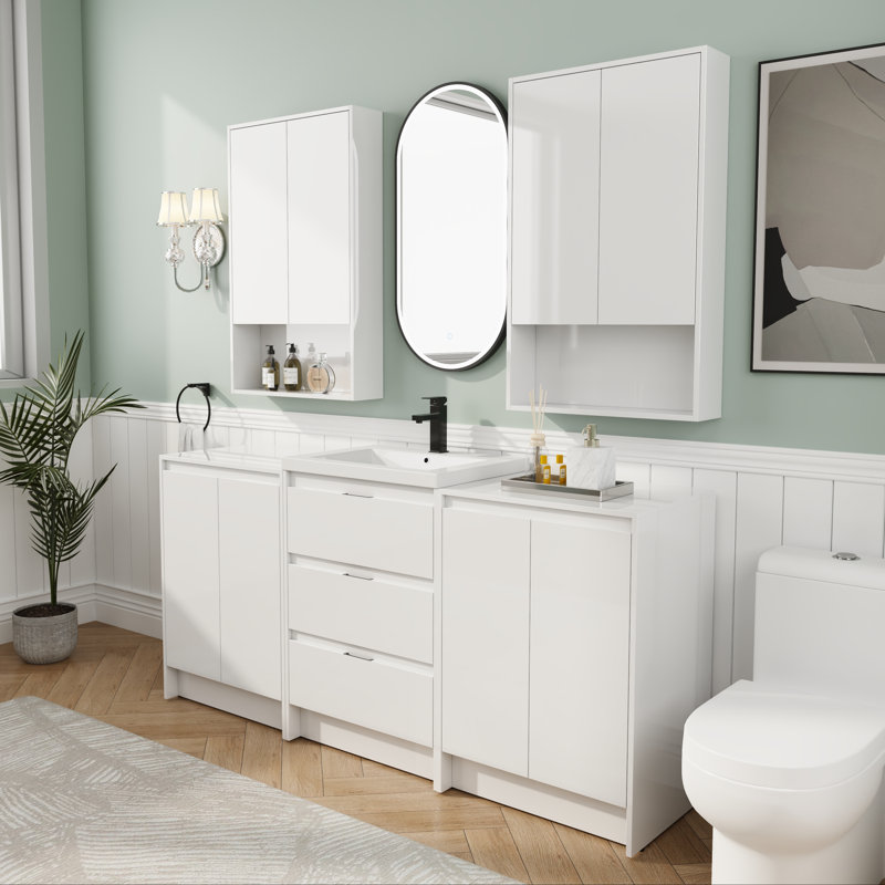 Ensemble de meuble-lavabo 72 po avec lavabo en résine et 4 armoires de rangement