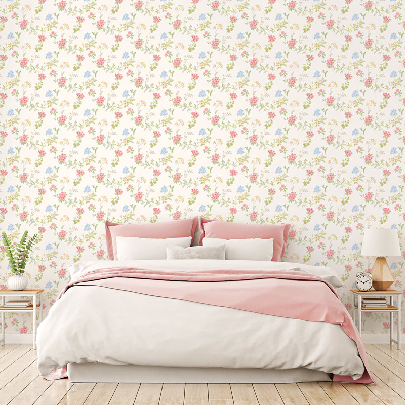 Garretson 1000cm x 52.8cm Satin Wallpaper Roll, Pink/Blue/Green