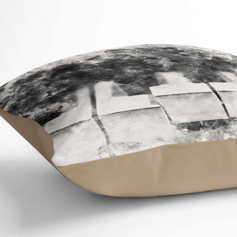 Broken Piano Keys Abstract Cushion with Filling, 40cm H x 40cm W x 15cm D, Stone