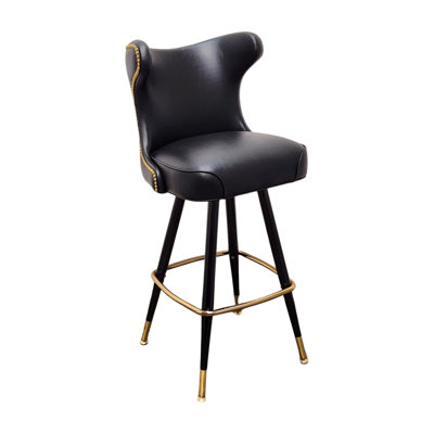Button Tufted Cowboy Swivel Bar Stool