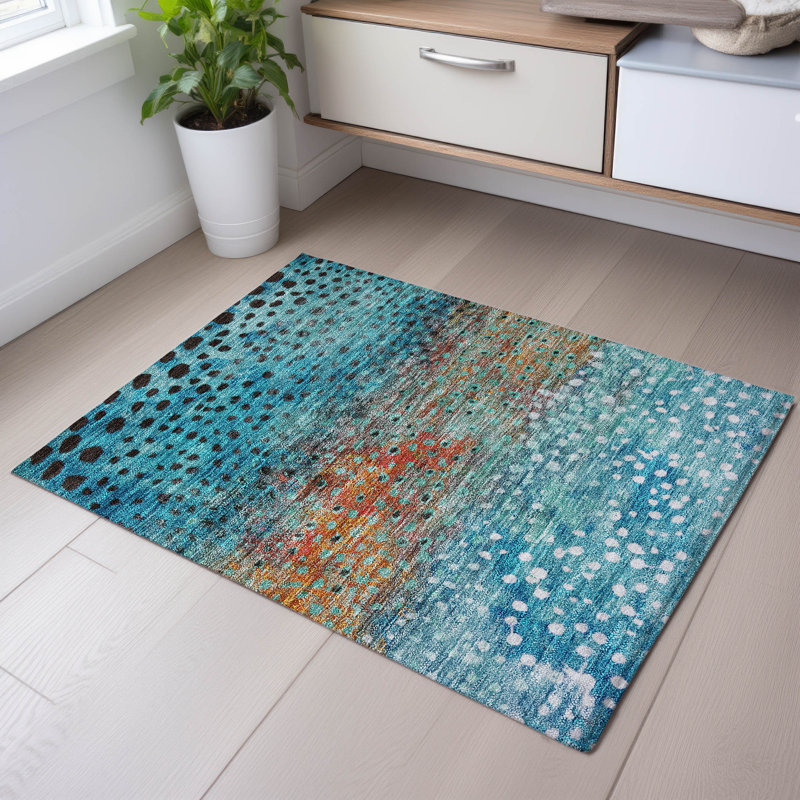 Premium Machine Washable Christina AMF1074 Circles Rug, Rectangle 1'8" x 2'6"
