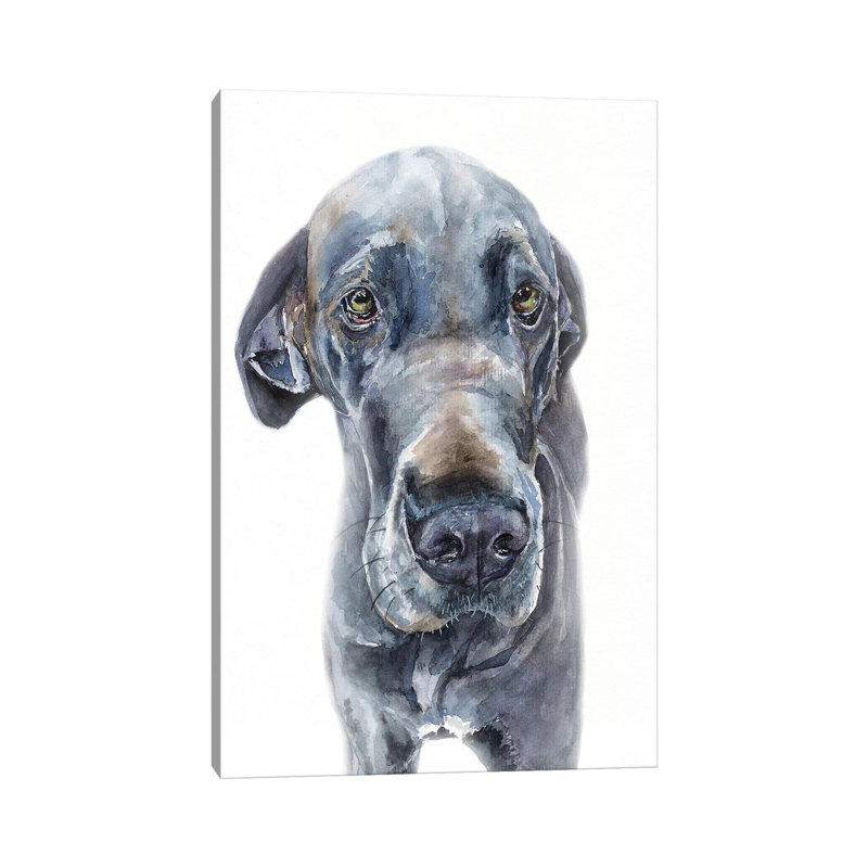 Blue Great Dane Girl by George Dyachenko - Wrapped Canvas Print, 20.32 cm H x 30.48 cm W