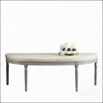 Banc rembourré capitonné beige clair Coastal