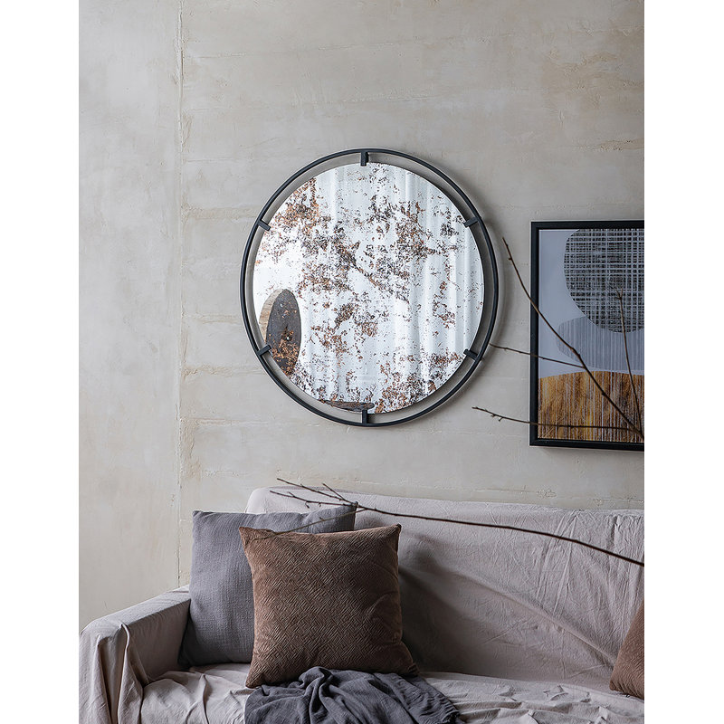 Iron Frame Vertical Round Mirror