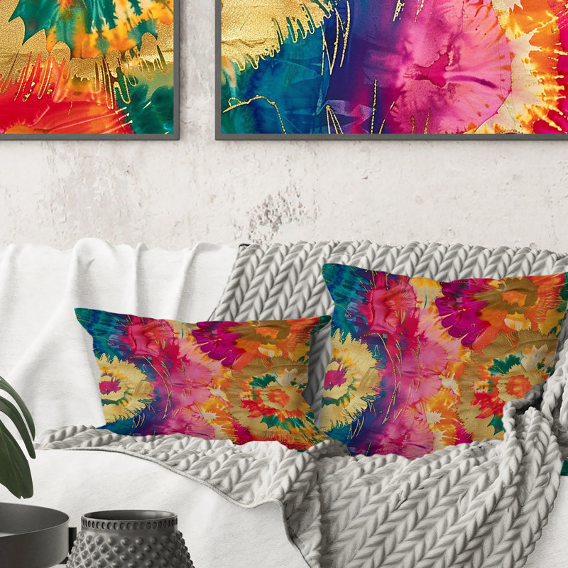 Coussin lombaire Boho II vert et jaune