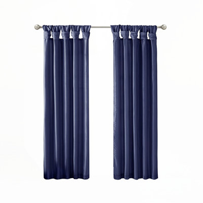 Panneau de rideau de fenêtre à pattes torsadées bleu marine, renforçant l'intimité et l'élégance avec un look professionnel