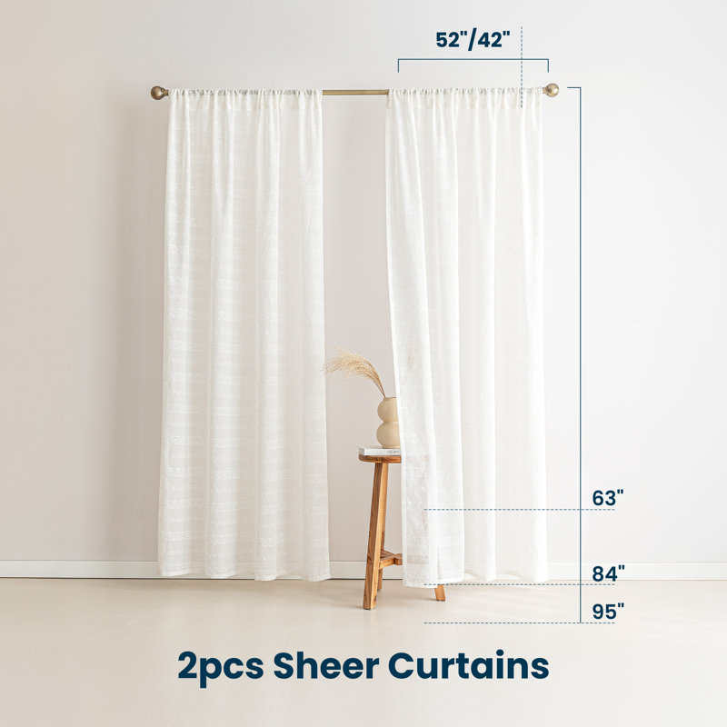 Ensemble de 2 rideaux transparents Sleep Zone, Blanc, L 52 po x L 72 po