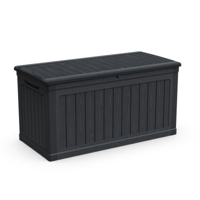 230 Gallons Water Resistant Resin Lockable Deck Box Outdoor Storage XXL, Black