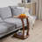 Emerson Solid Wood C Shaped End Table with Wheels, Walnut Color