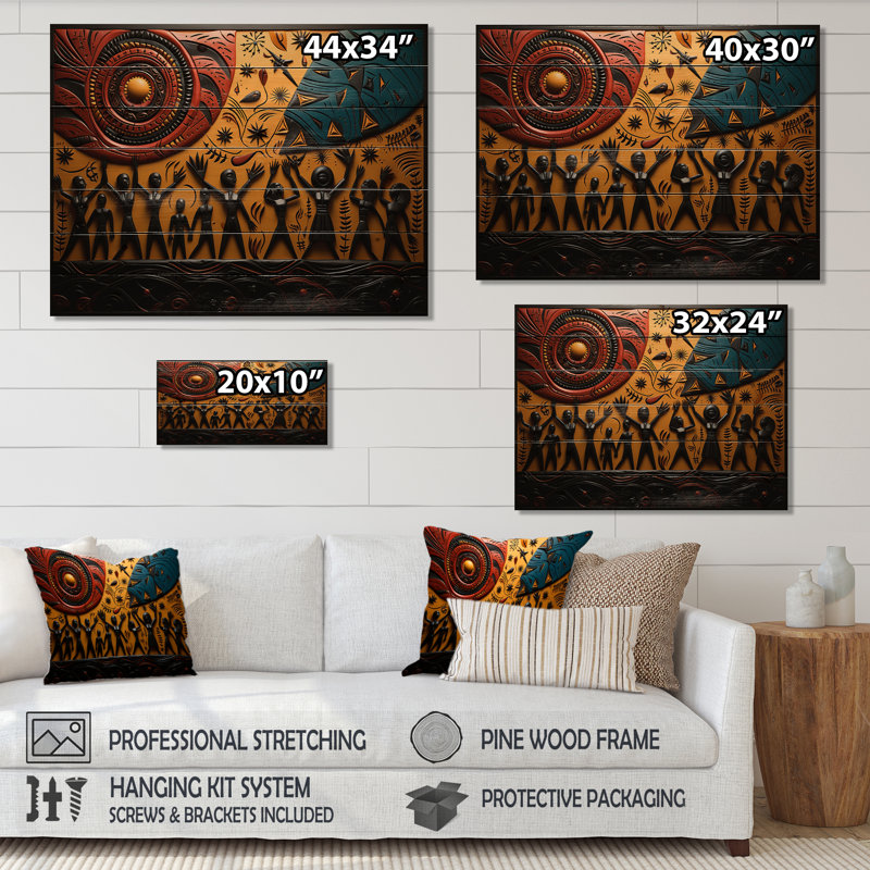 Milisav African Tribal Rhythms IX sur impression sur bois, H 10 po x l 20 po x P 0,78 po