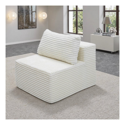 Chaise longue blanche en mousse minimaliste - aucun assemblage requis (27,6 po x 35,5 po x 25,6 po)
