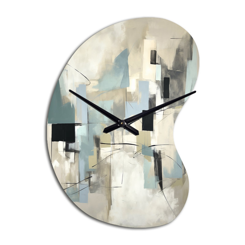 Horloge murale abstraite beige et grise, Petit