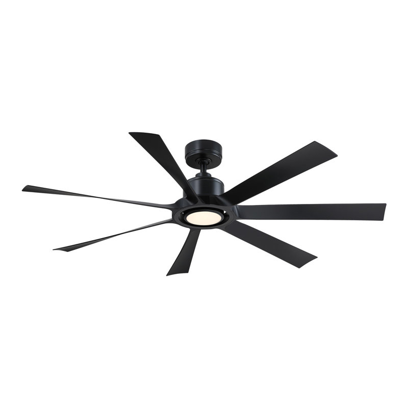 Lenzi 60 inch Indoor/Outdoor Ceiling Fan with LED Light Kit - Black with Black blades, Black, Black