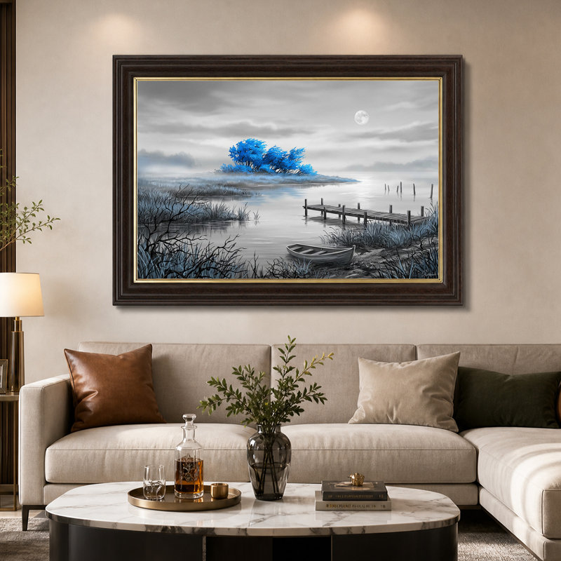 Art mural sur toile Moonlit Lake, H 16 po x l 24 po