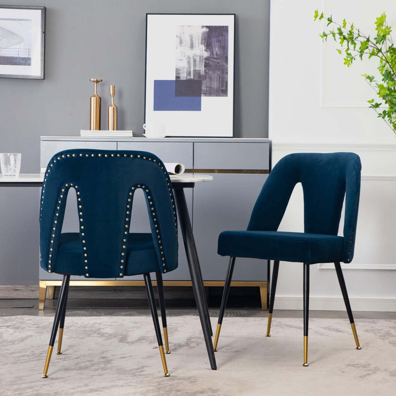 Hecht Fabric Upholstered Dining Chairs, Blue