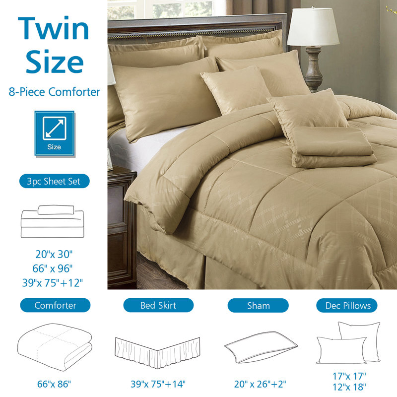 COMFORTER-SET20210310 Geometric Shapes Comforter, Twin Comforter + 7 Additional Pieces, Taupe