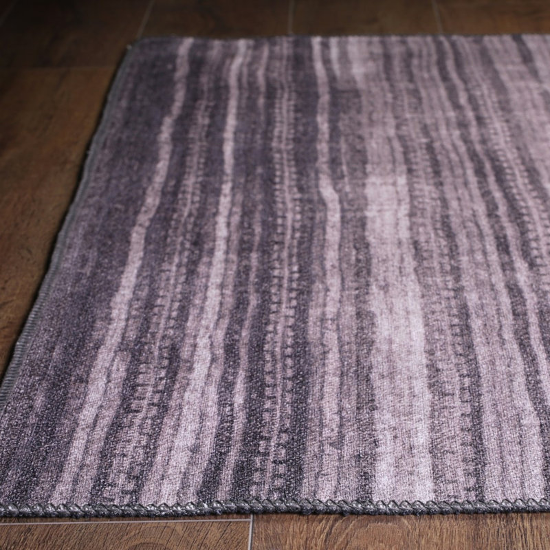 Tapis gris clair / gris foncé en polyester fabriqué à la machine Deboah, Rectangle 6 pi 11 po x 10 pi 2 po
